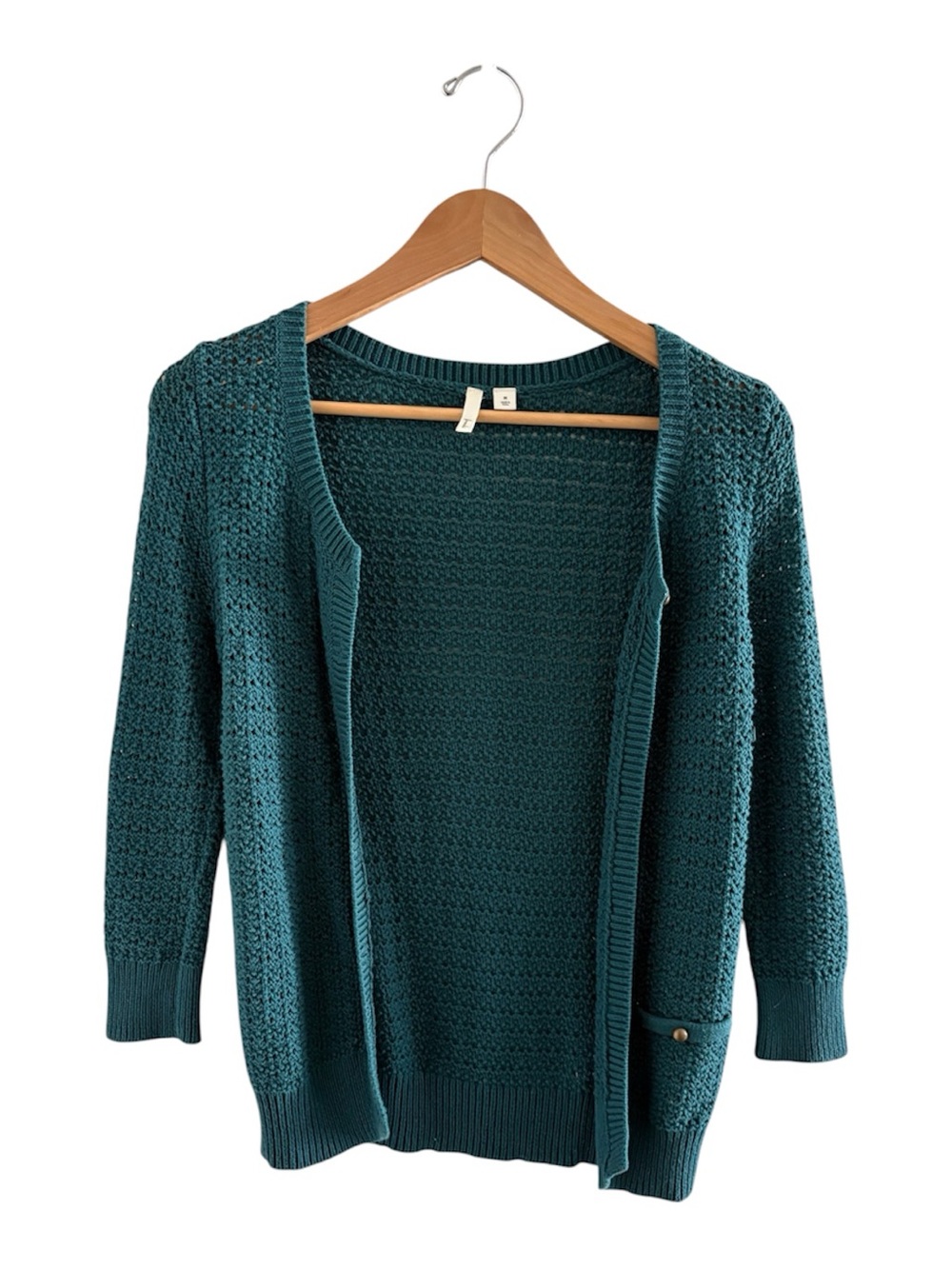 Frenchi 3/4 Sleeve Teal Open Knit Women's Cardigan